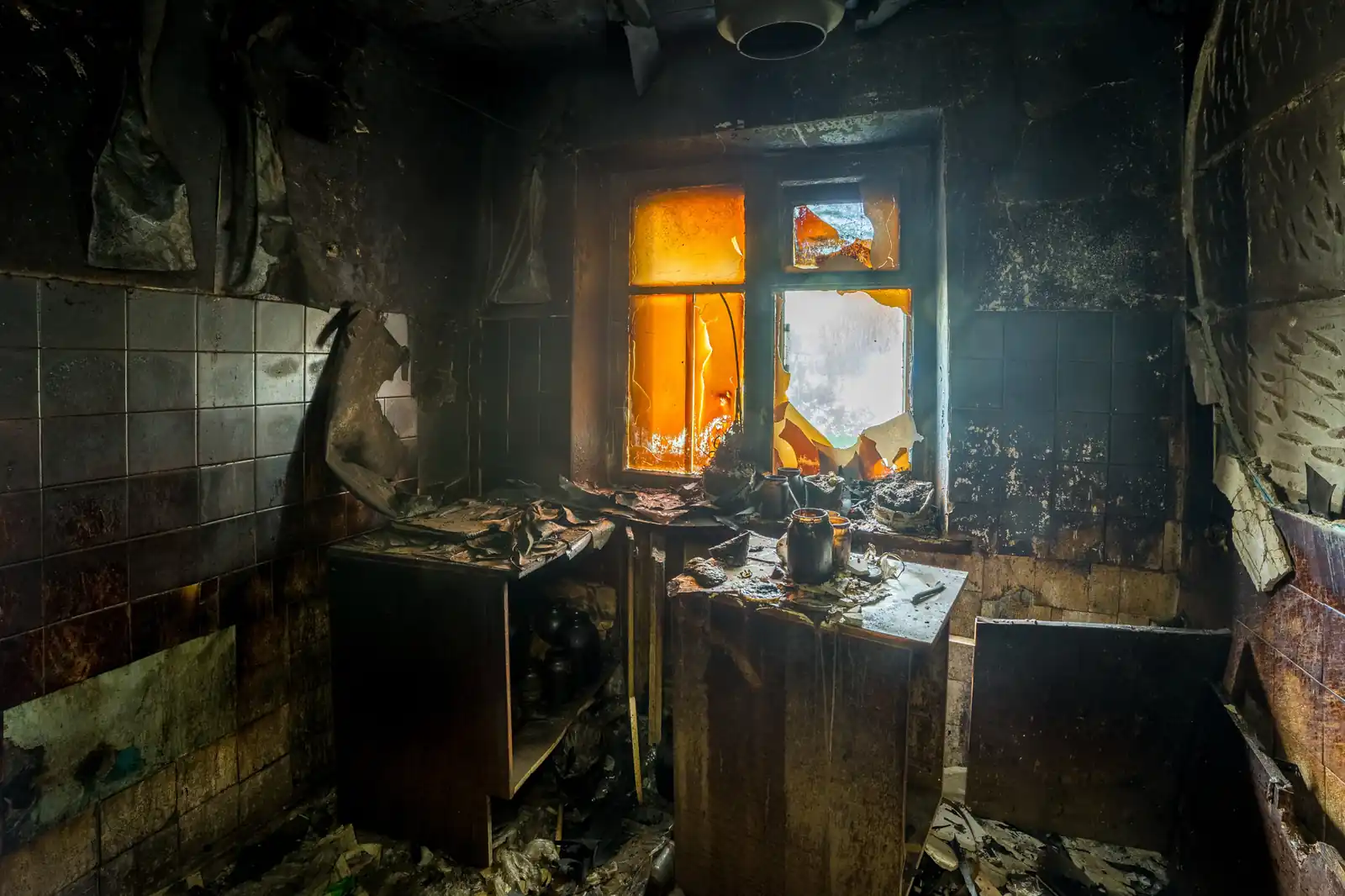 Fire damage restoration crew responding to a house fire in Anoka, MN